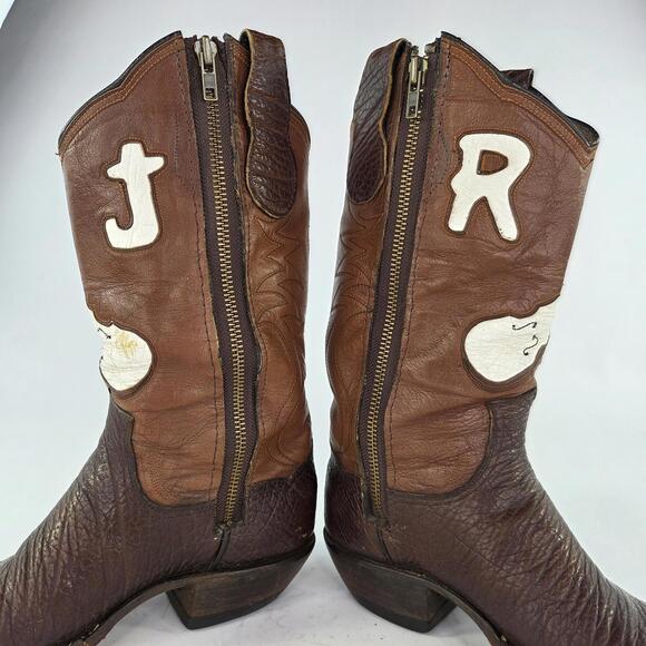 VTG Great Western Custom Boot Two-Tone Leather Boot US 9 Men Side Zip Cowboy - Picture 4 of 15